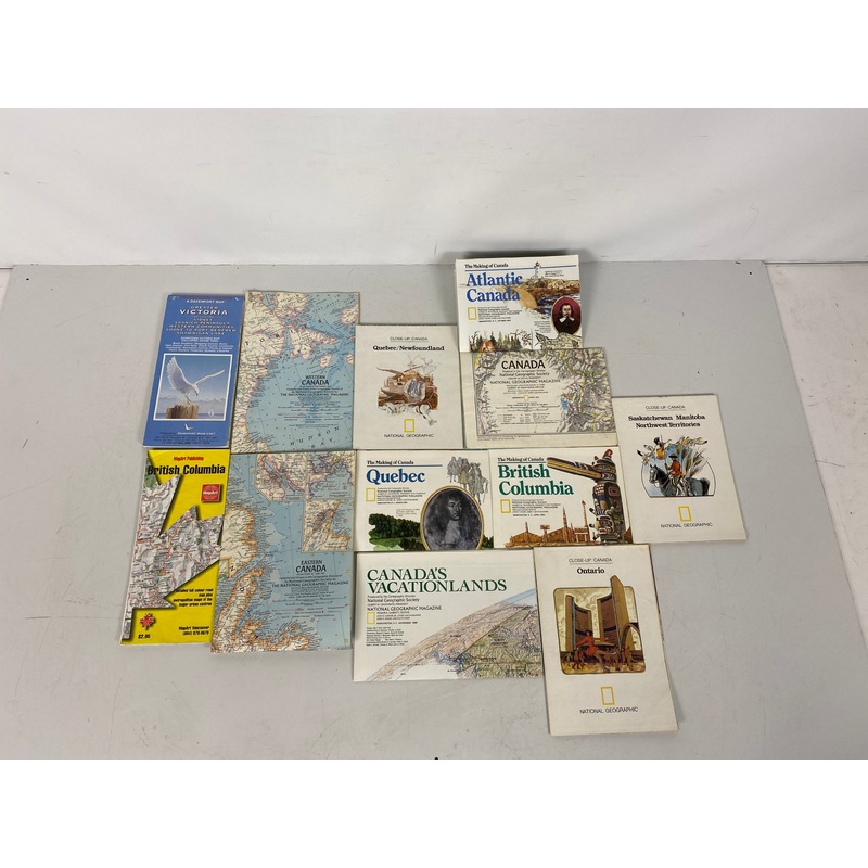 Lot of Vintage Maps of Canada incl Vacationlands and City Map of Victoria