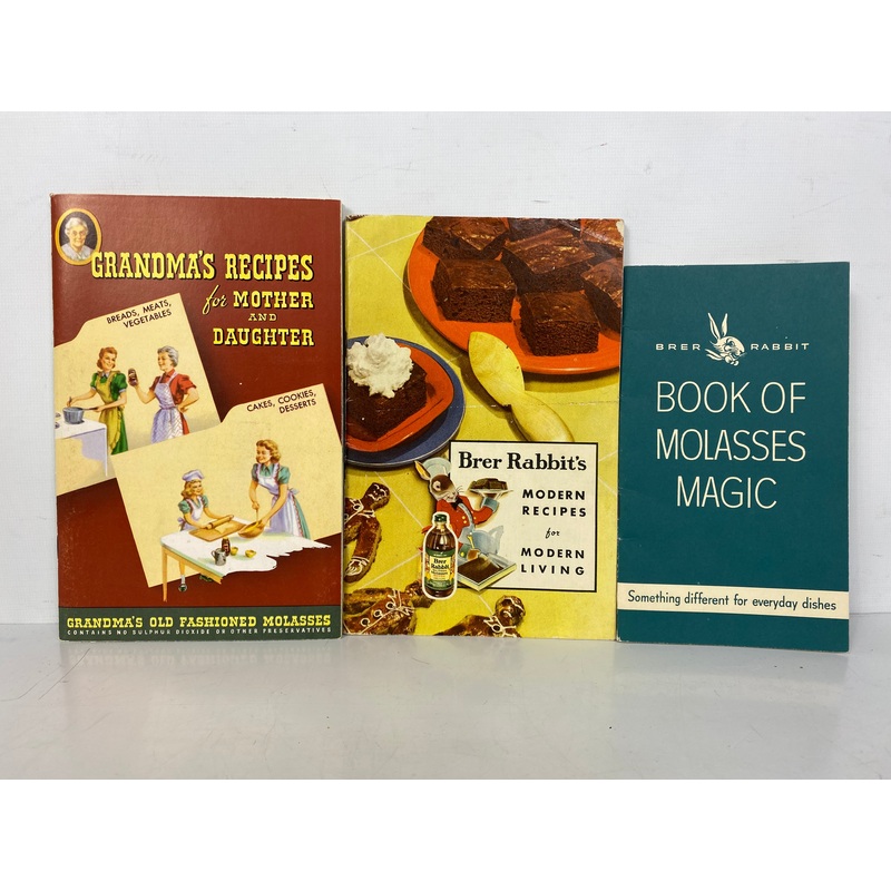 3 Vintage Molasses Recipe Books: Grandma’s Recipes/Brer Rabbit 1950s SC