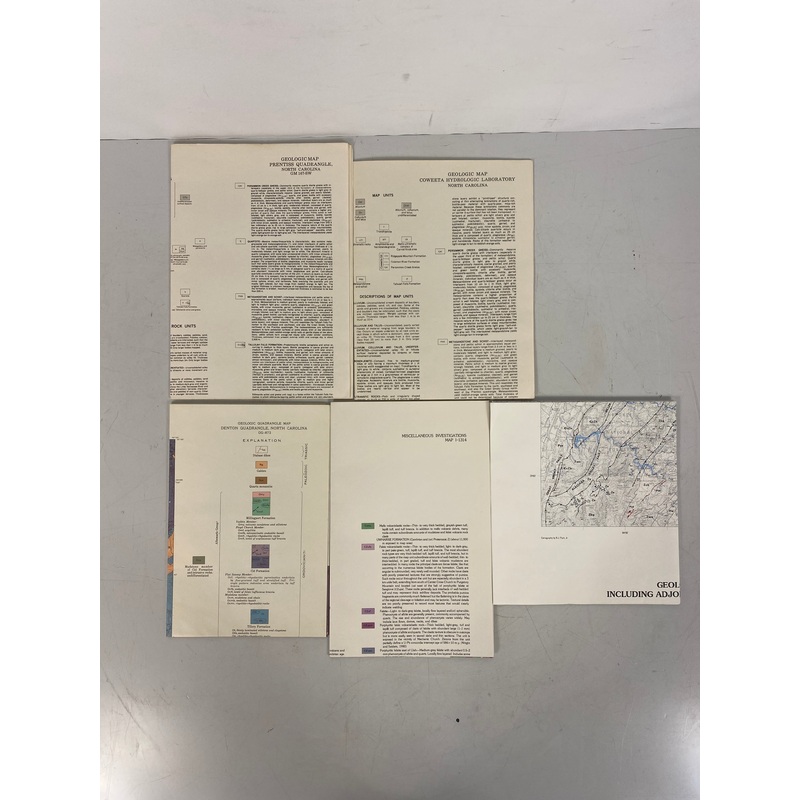 Lot of 5 Vintage North Carolina Geological Survey Wall Maps 1971-1992