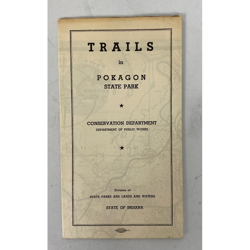 Vintage Trails in Pokagon State Park Map State of Indiana c1930s