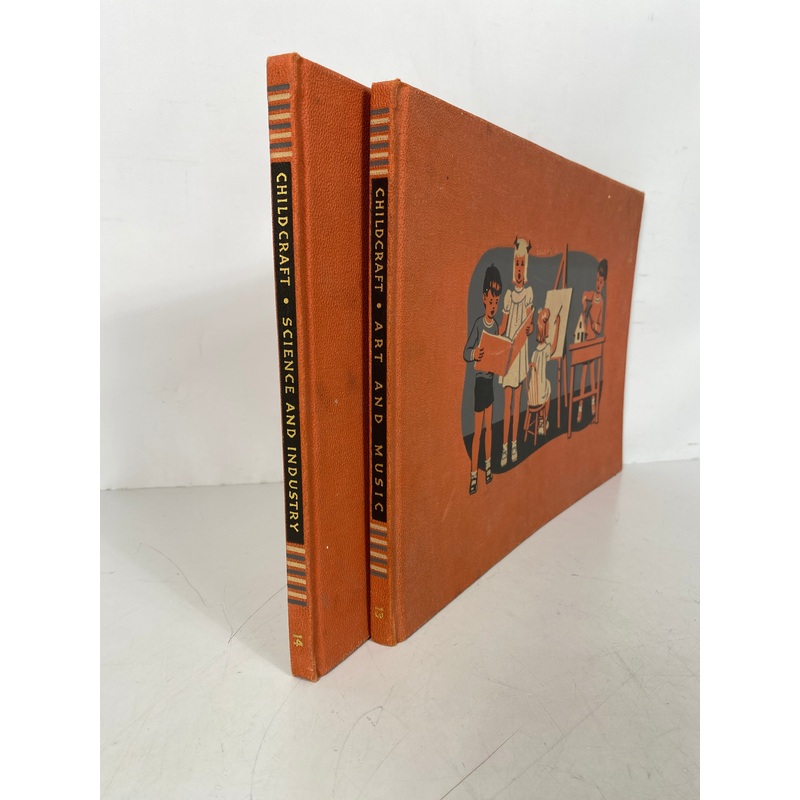 2 Vols: Childcraft in Fourteen Volumes 13/14 Art & Music/Science & Industry 1945