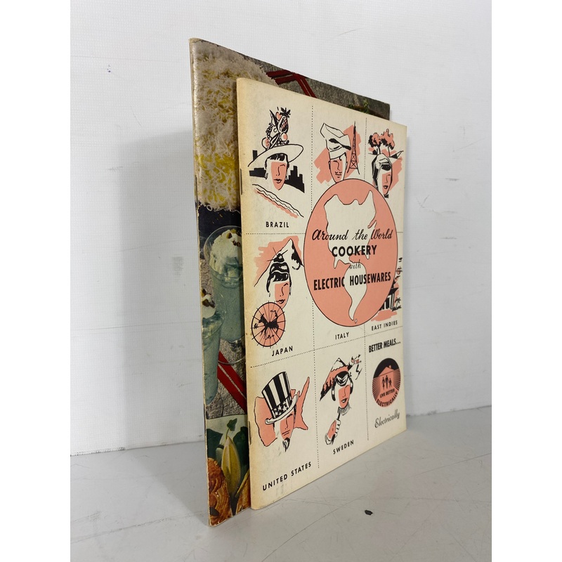 2 Vtg Recipe Booklets: Around the World Cookery/Meals Go Modern Electrically