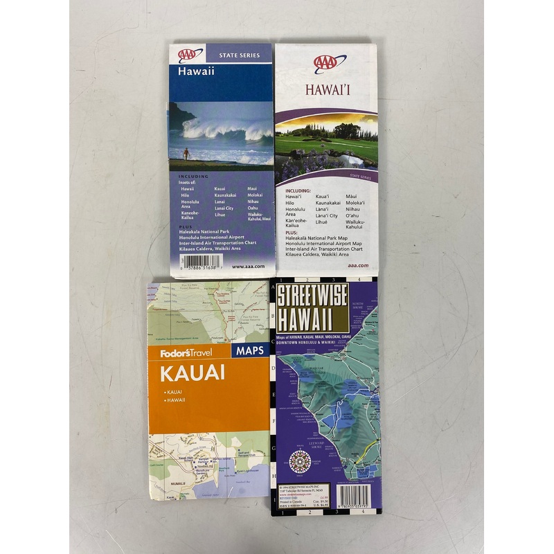 Lot of 4 Hawaii Maps: AAA State Series/Streetwise Hawaii/Fodor’s Kauai