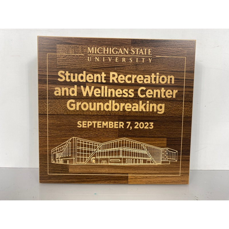 MSU Student Recreation and Wellness Center Groundbreaking Wooden Cigar Humidor