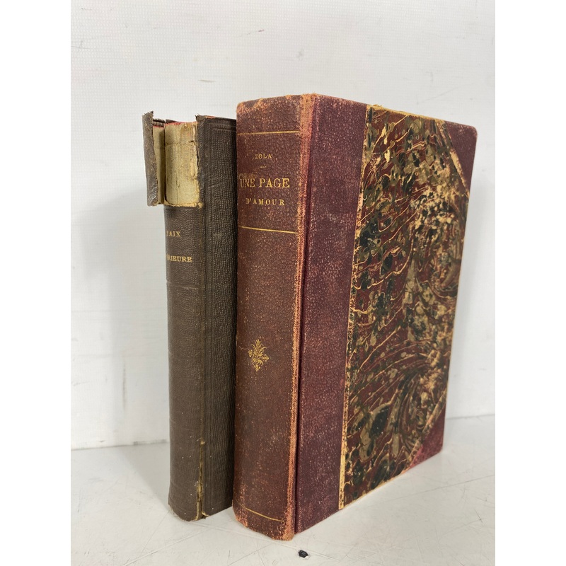 2 Antiq French Vols: Traite de la Paix Interieure/Une Page d’Amour (Zola) 1800s