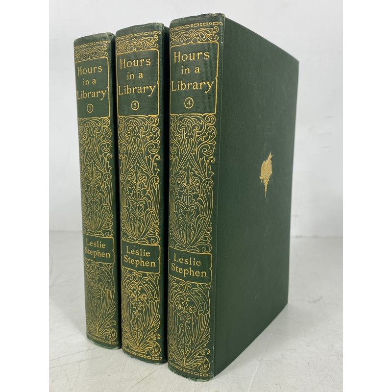 3 Volumes: Hours in a Library by Leslie Stephen (1, 2, 4) 1907 Antique HC