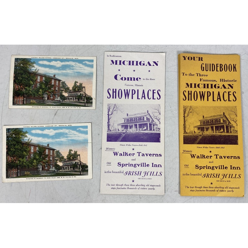 Historical Ephemera Lot Walker Taverns Irish Hills Brooklyn, Michigan