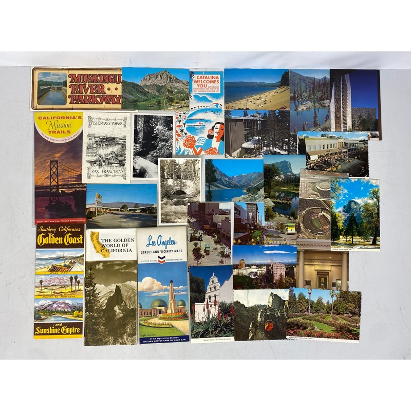 California Travel Ephemera Lot (Maps, Postcards, Brochures)