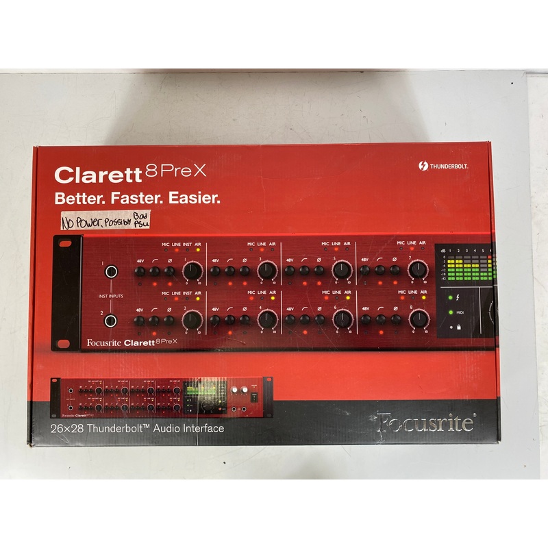 Focusrite Clarett 8PreX Thunderbolt Audio Interface – No Power