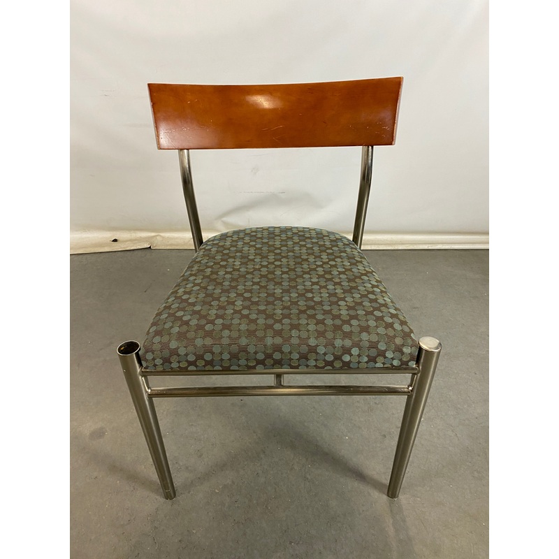 Green Upholstered Chair with Wood Back