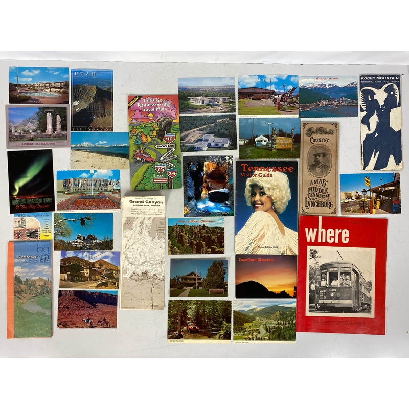 Misc States Travel Ephemera Lot (Maps, Postcards, Brochures)