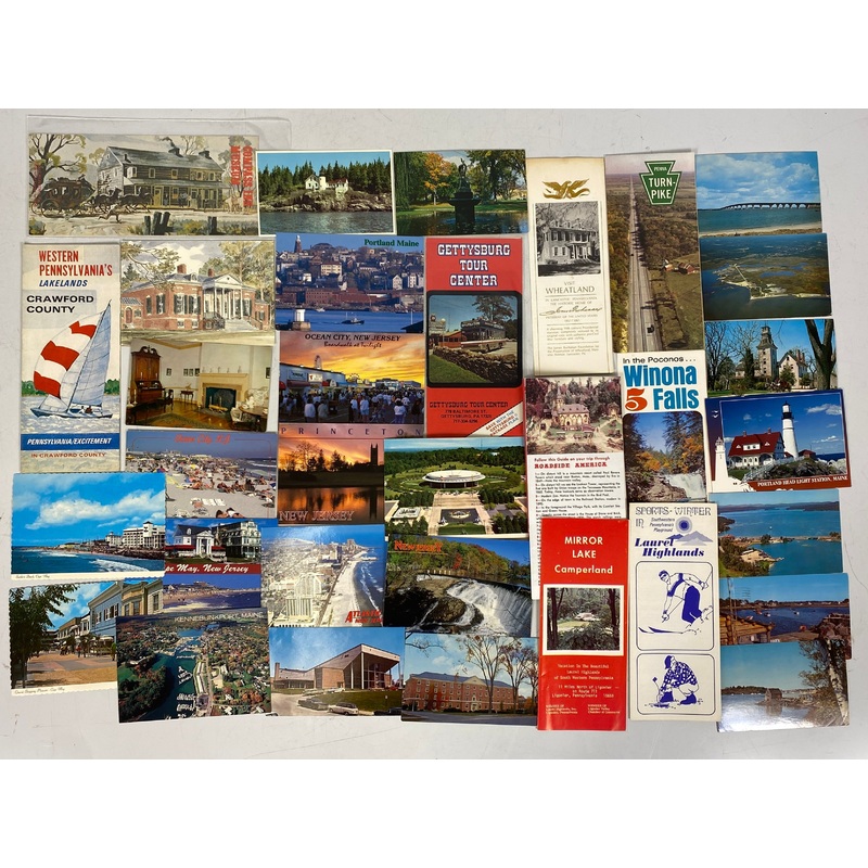 Northeast States Travel Ephemera Lot (Maps, Postcards, Brochures)