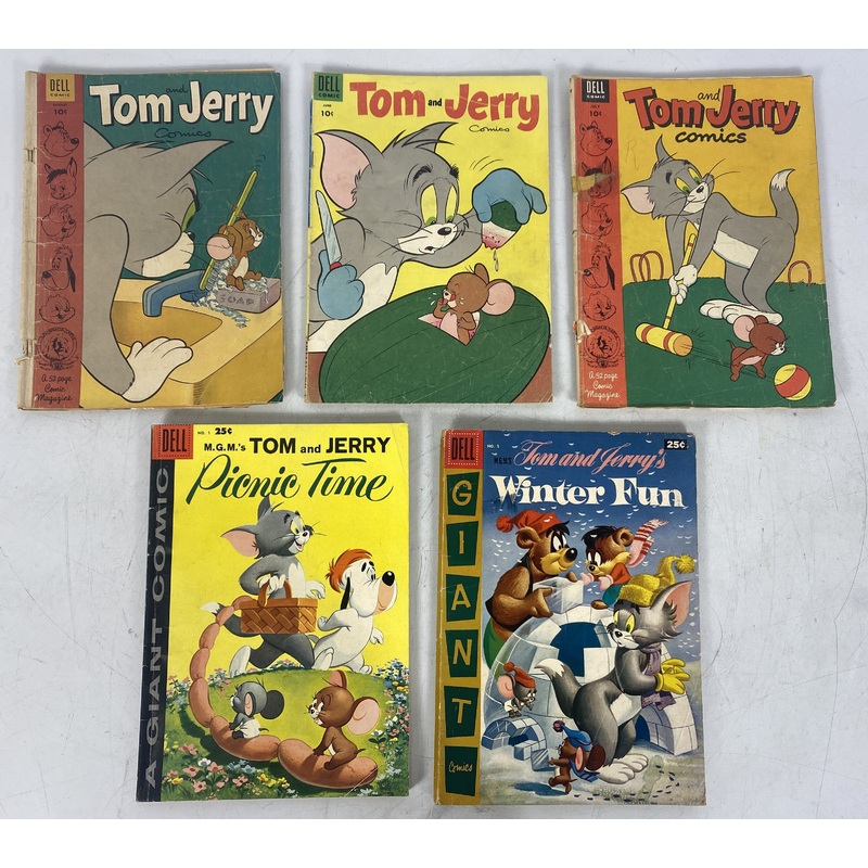 Tom and Jerry Dell Comics 1953, 1954, 1955, 1956, 1958 Lot of 5