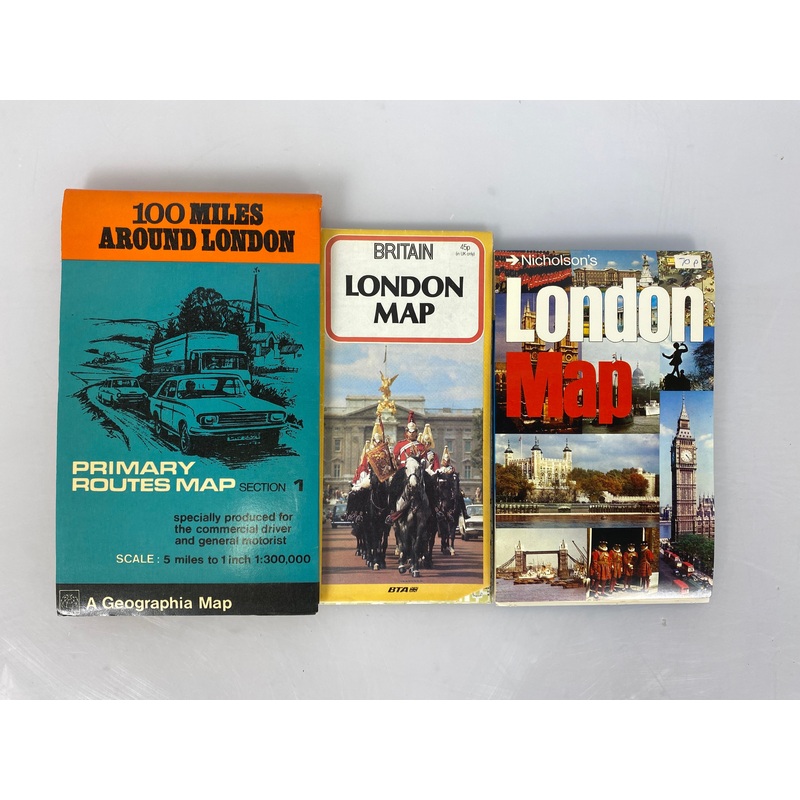 3 London Maps: 100 Miles Around London/BTA London Map/Nicholson’s London Map