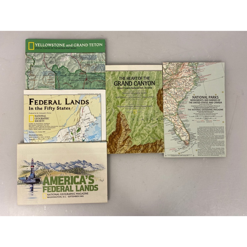 5 Nat Geo Maps: America’s Federal Lands/Nat’l Parks & Monuments/Grand Canyon