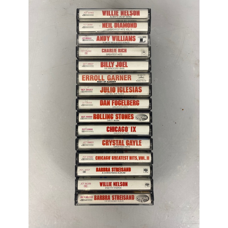 Lot of 15 Cassette Tapes Willie Nelson Billy Joel Rolling Stones