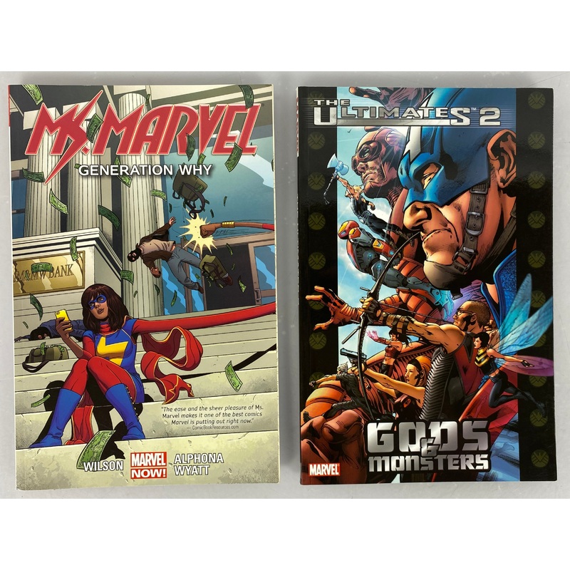 Lot of 2 Ms. Marvel and Ultimates 2 (Marvel 2015, 2005) Graphic Novels SC
