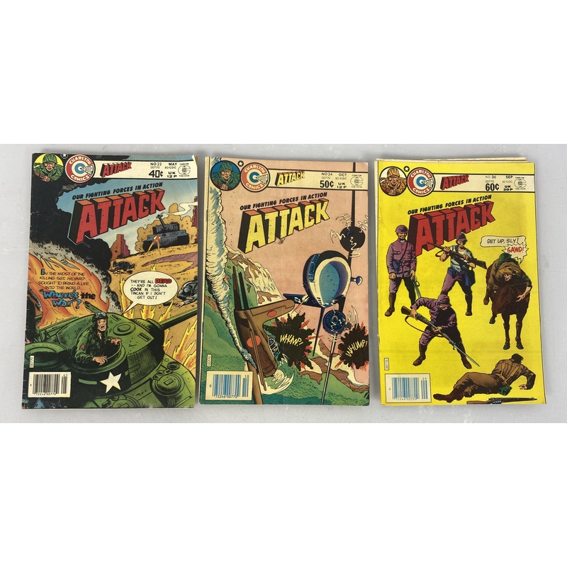 Lot of 3 Attack: Our Fighting Forces in Action 1980 Charlton Comics