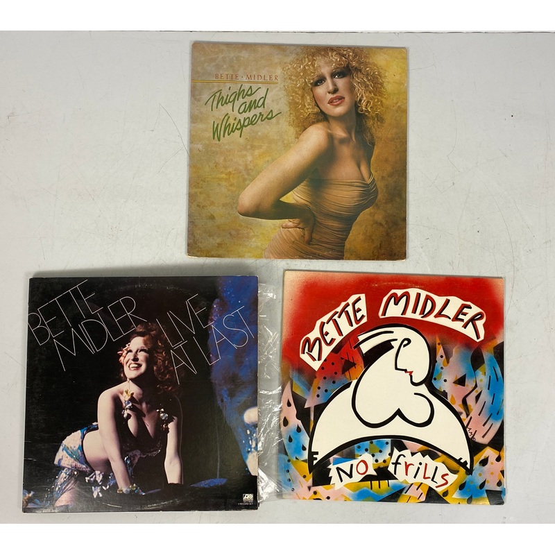 Lot of 3 Bette Midler: Thighs and Whispers, Live at Last, No Frills Vinyl Record