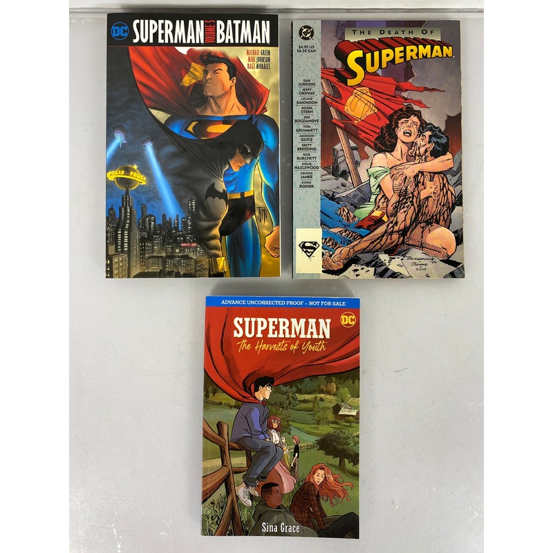 Lot of 3 Superman Graphic Novels: Death, Batman, Harvest of Youth SC