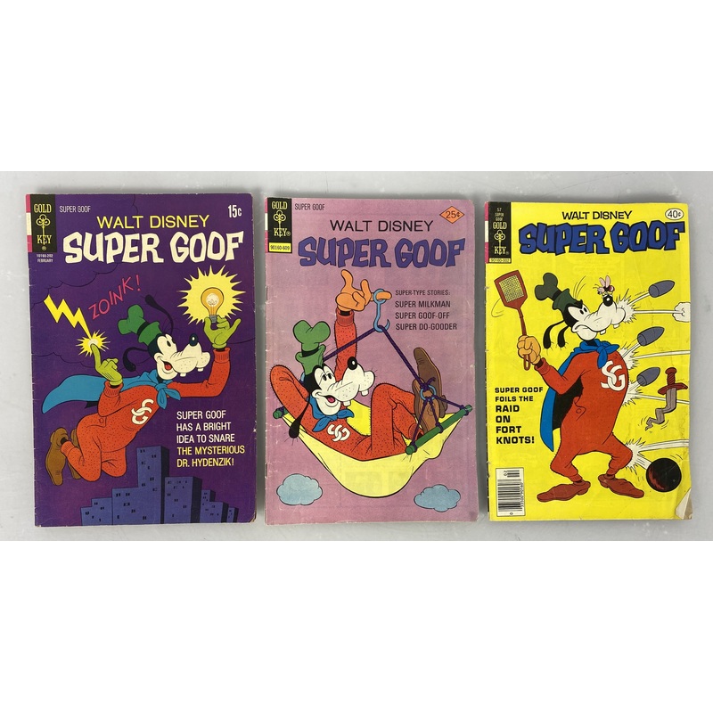 Lot of 3 Walt Disney Super Goof Gold Key Comics 1972-1980