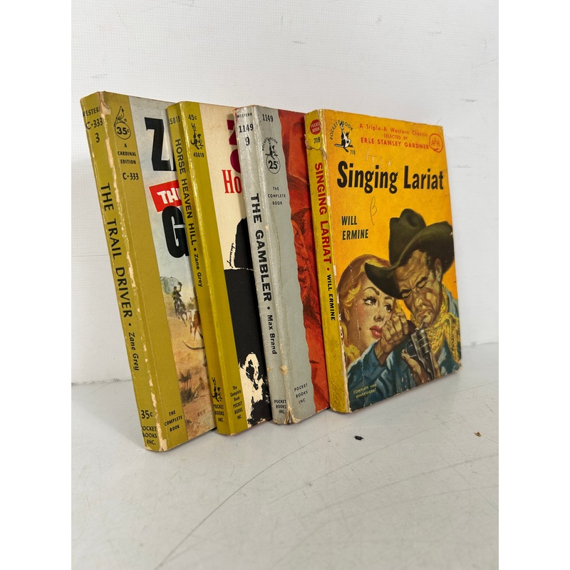 Lot of 4 Vintage Pulp Pocket Book Westerns Paperbacks 1950-1964 SC