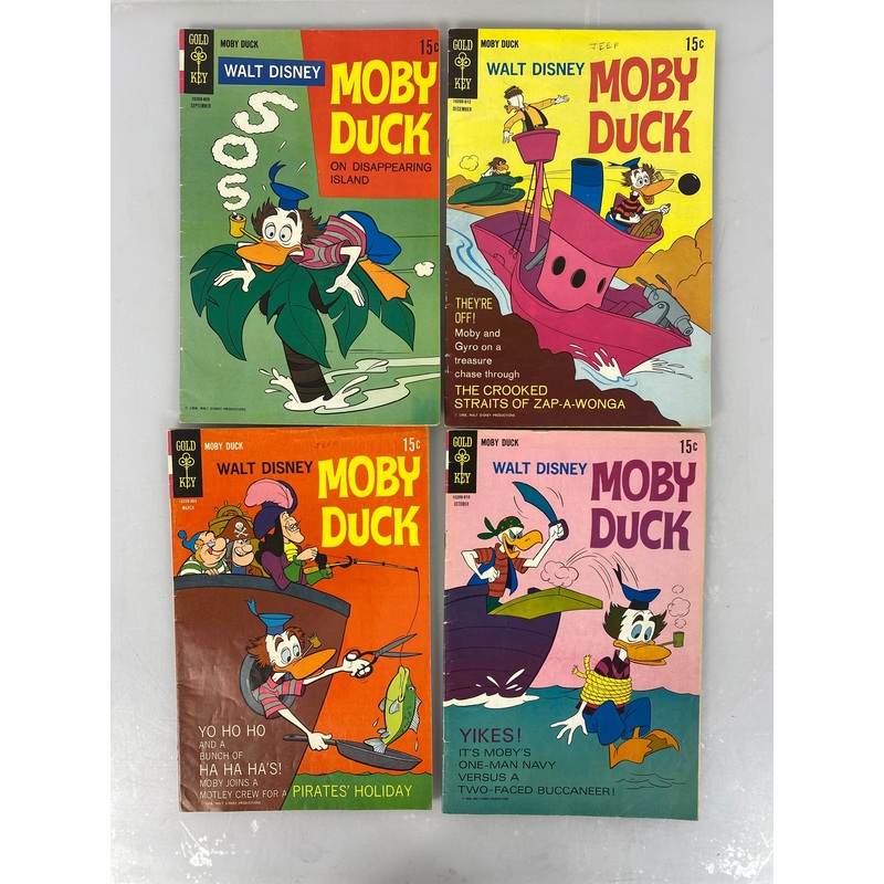 Lot of 4 Walt Disney Moby Duck Gold Key Comics 1968-1969