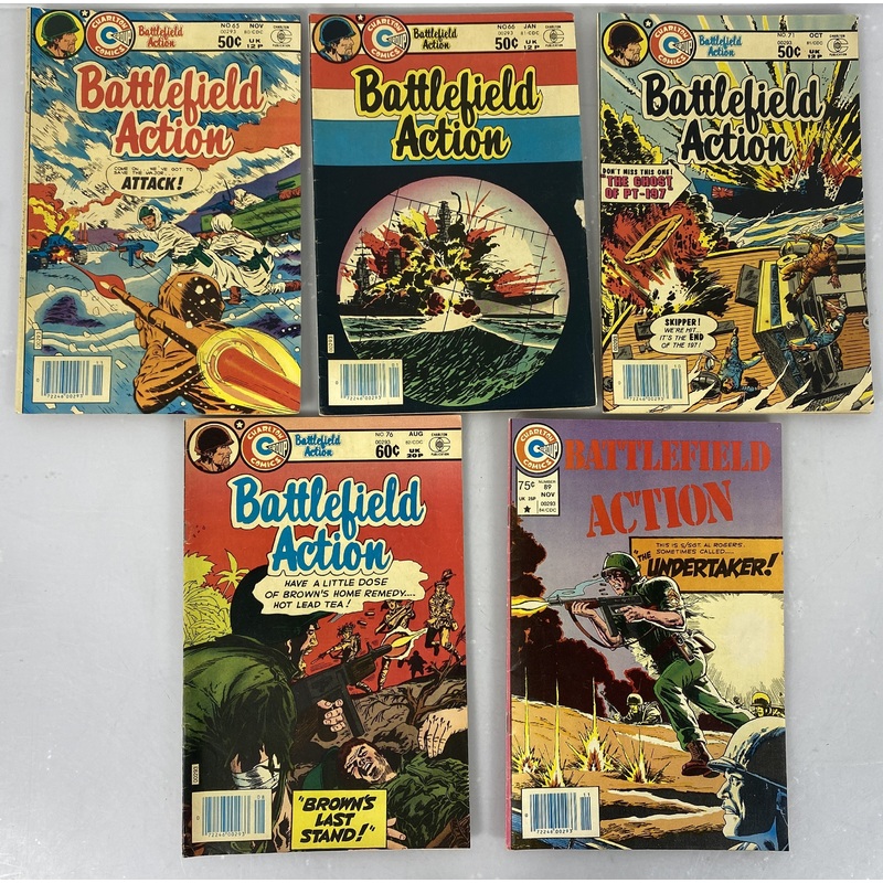 Lot of 5 Battelefield Action 1980-1984 Charlton Comics