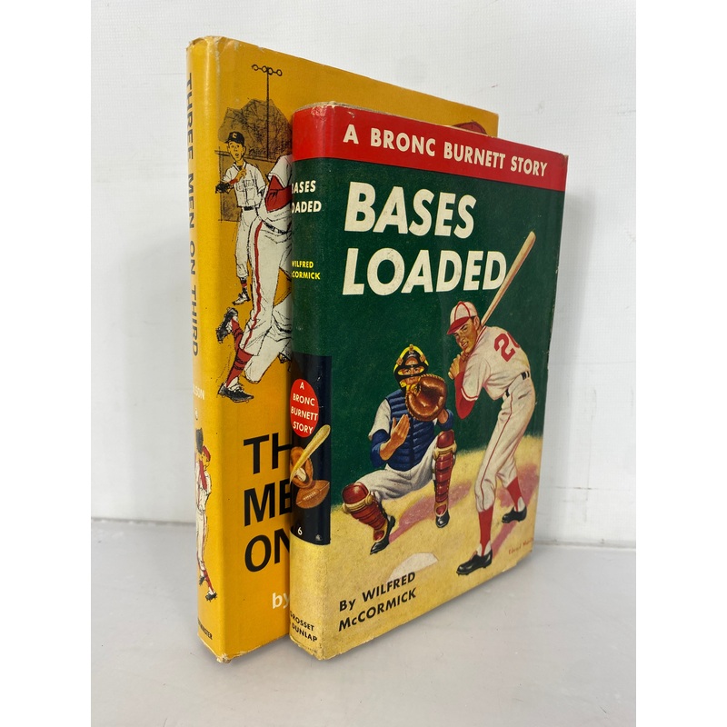 2 Vintage Baseball Novels: Bases Loaded/Three Men on Third 1950-65 HCDJ