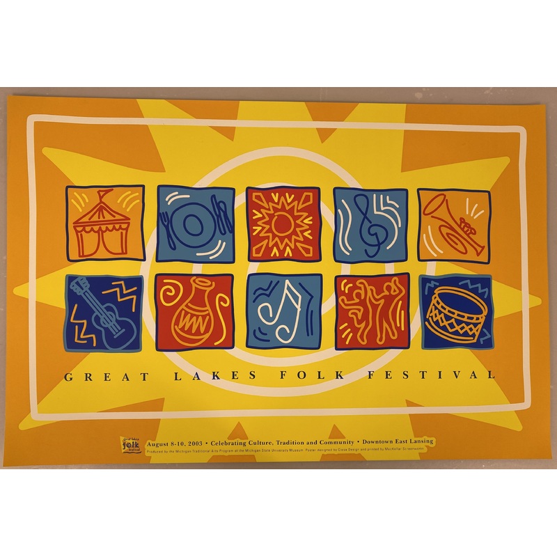 2003 MSU Museum Folk Festival Poster Go Green Ephemera