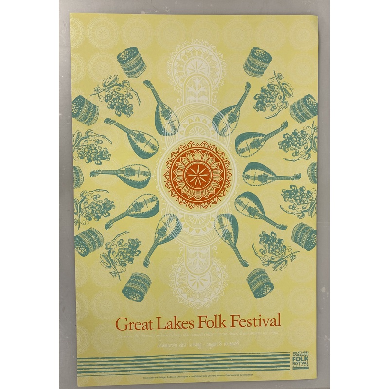2008 MSU Museum Folk Festival Poster Go Green Ephemera
