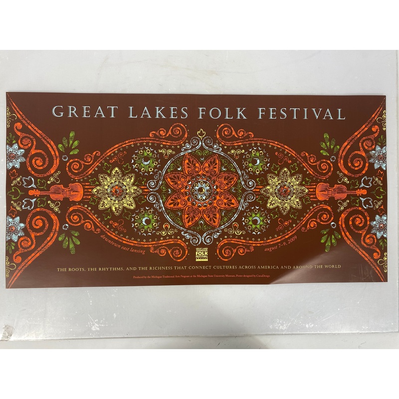 2009 MSU Museum Folk Festival Poster Go Green Ephemera