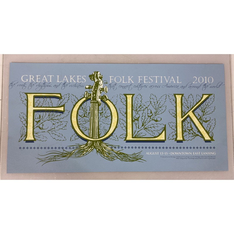 2010 MSU Museum Folk Festival Poster Go Green Ephemera