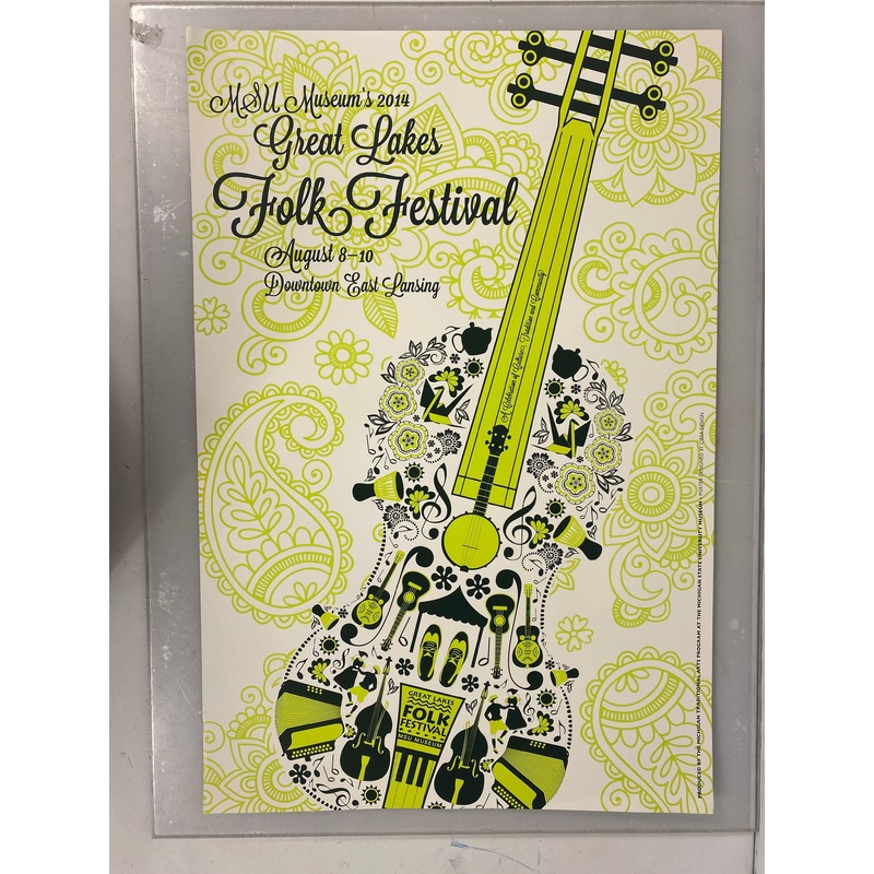 2014 MSU Museum Folk Festival Poster Go Green Ephemera