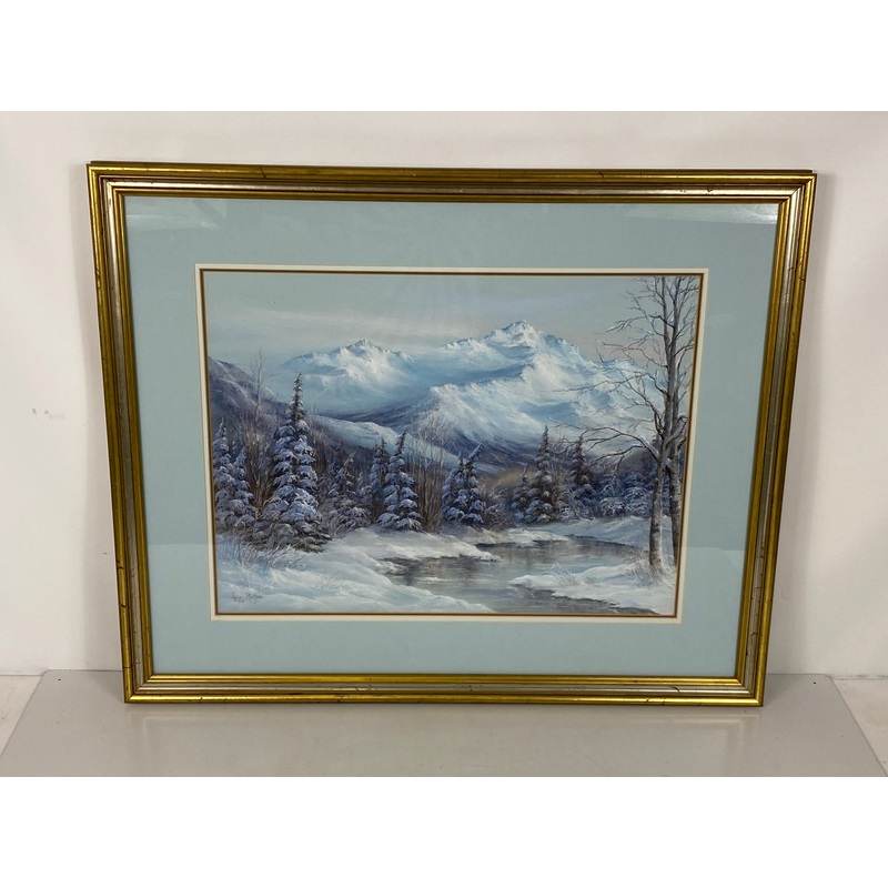 Framed 1983 Alaskan Landscape Pastel by Jean Matyas (1932-2015)