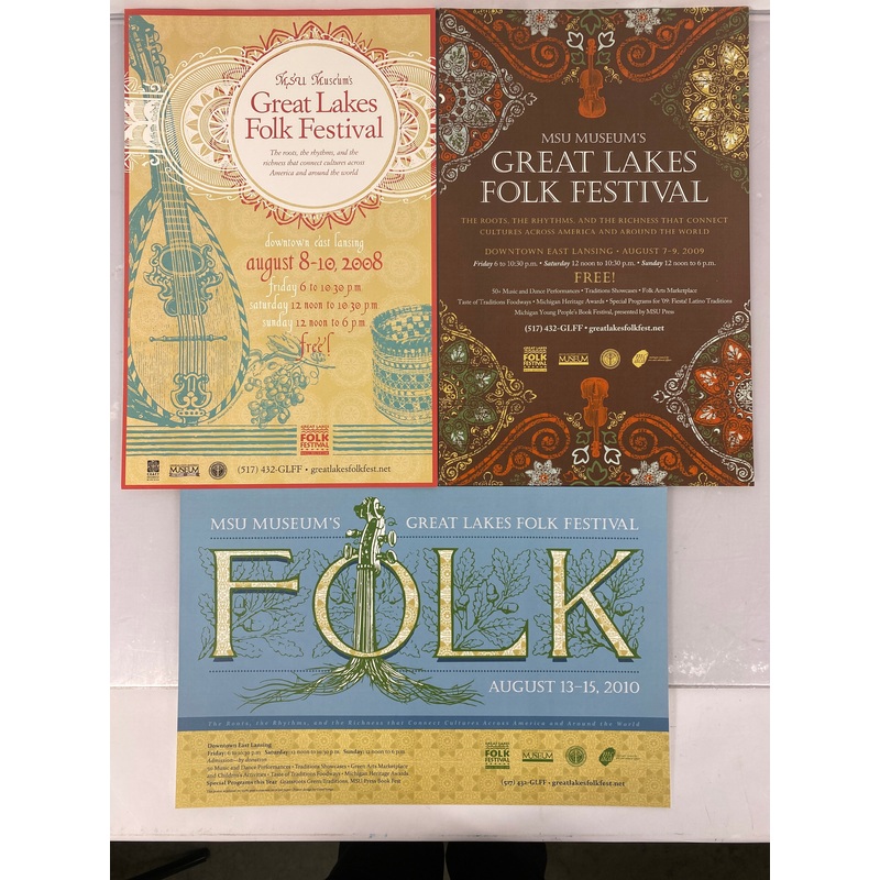 Lot of 5 Michigan Folk Festival Handbills 2008-2012