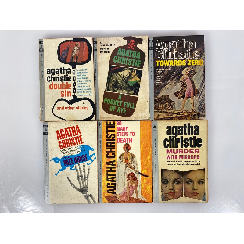 Lot of 6 Agatha Christie Vintage Paperback Mystery Books Pocket 1961-1963