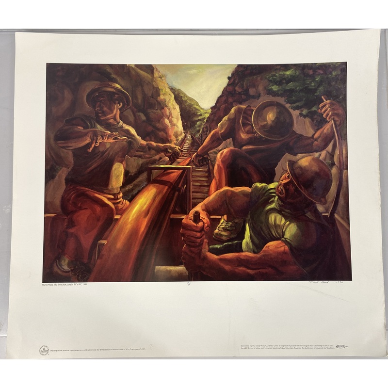 The Iron Men by Mark Priest poster signed and numbered 1996 MSU Go Green Ephemera