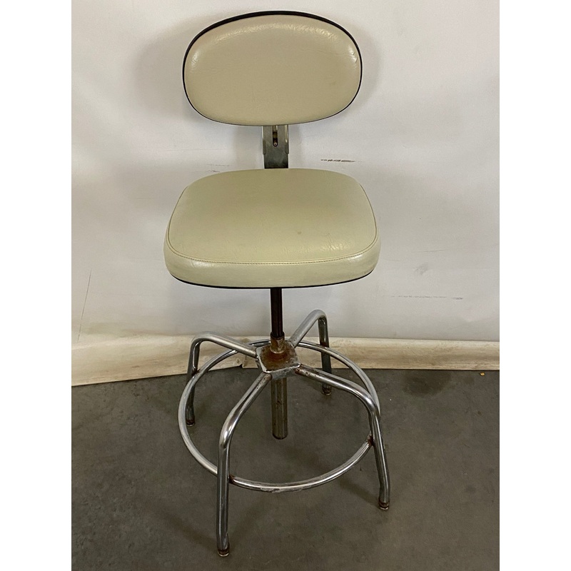 Vintage Lift-Lok Biege Adjustable Stool/Chair with Back Rest