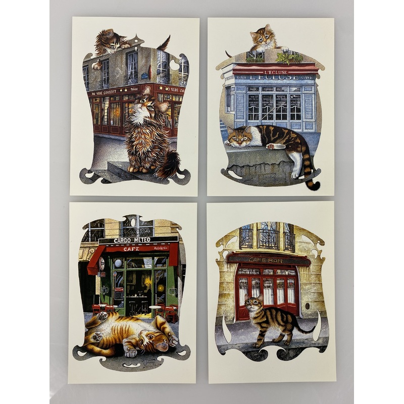 Cat Themed Postcards by Bernard Vercruyce
