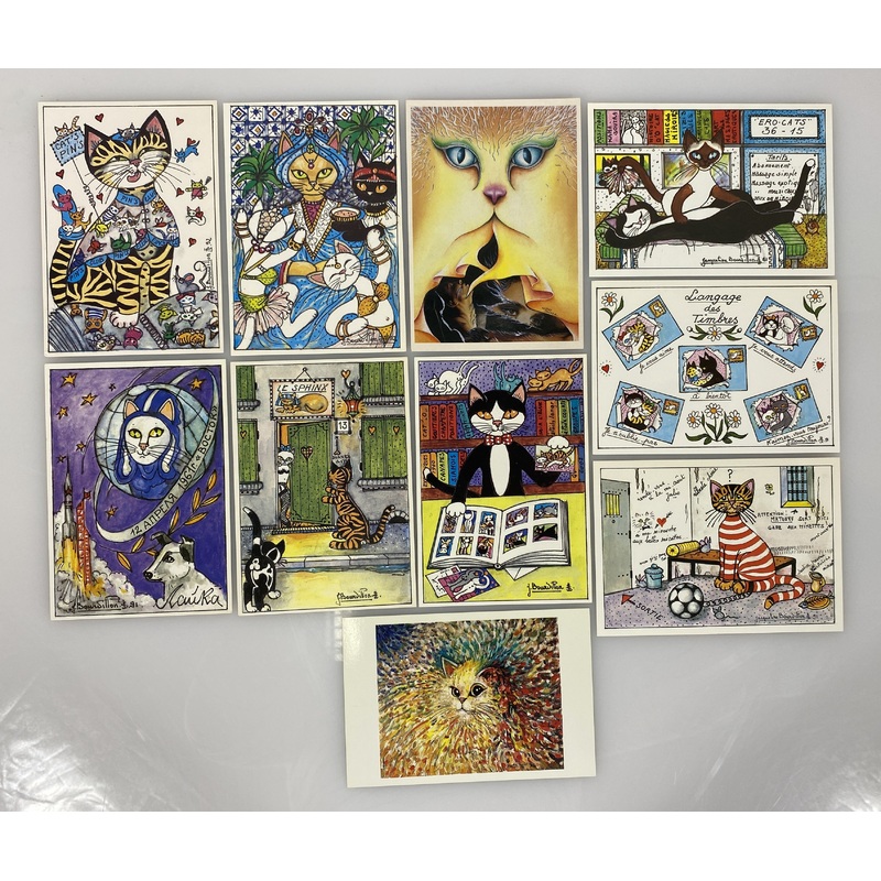 Cat Themed Postcards by J. Bourdillon