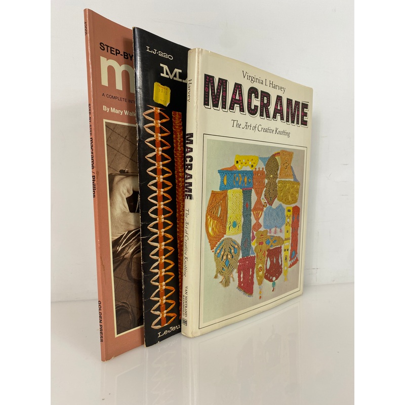 Lot of 3 Vintage Macrame Books by Harvey/Phillips/Ackerman 1967-1971