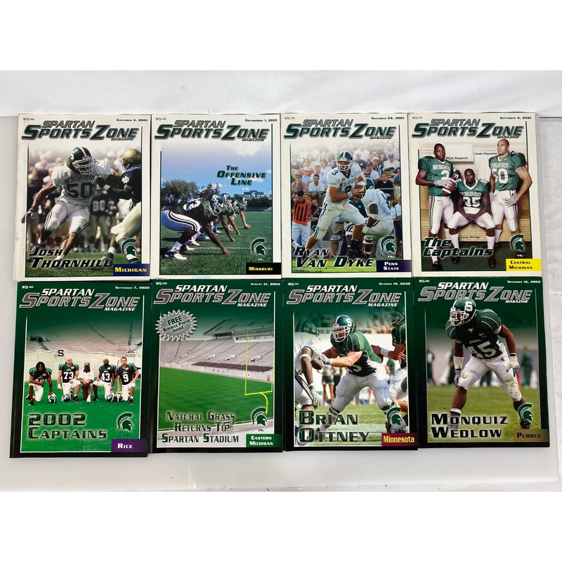 Lot of 8 Michigan State MSU Football Programs 2001-2002