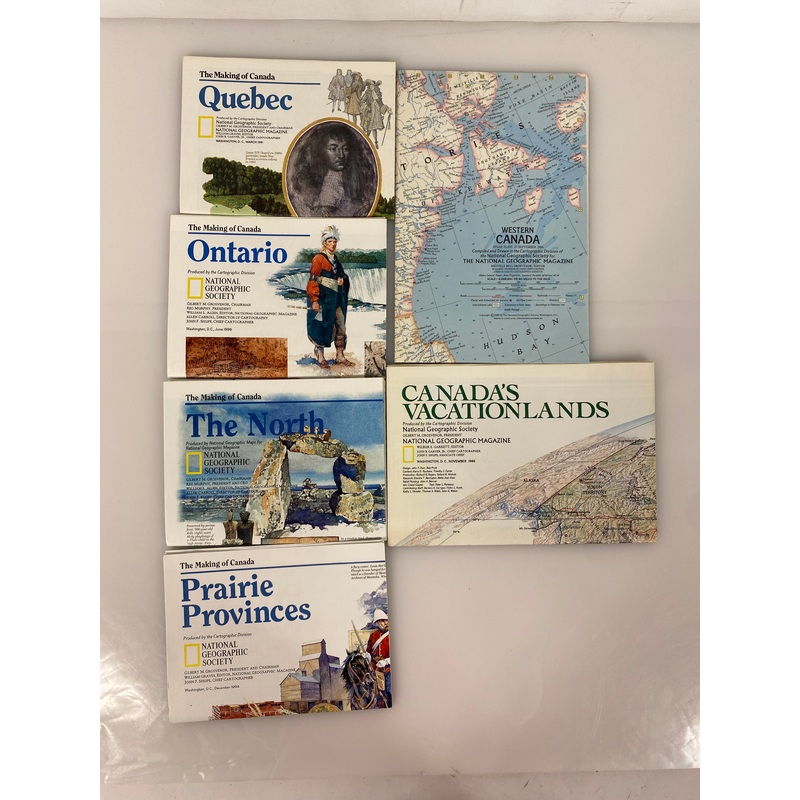 Lot of Nat Geo Canada Wall Maps: Vacationlands/Western CA/The Making of Canada