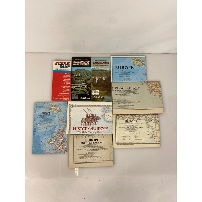 Lot of Vtg Europe Maps 1949-83 incl Eurail Map/History of Europe/Central Europe