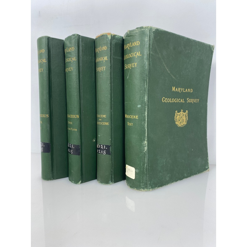 4 Volumes: Maryland Geological Survey 1904/1916 Antique HC Ex-Library