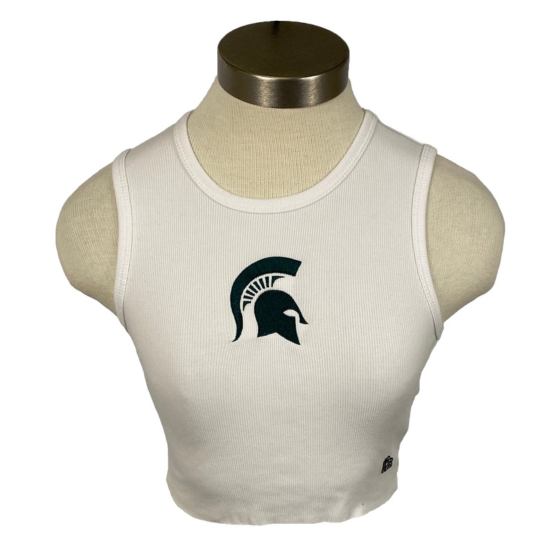 Hype and Vice MSU White Cropped Tank Top Women’s Size XS