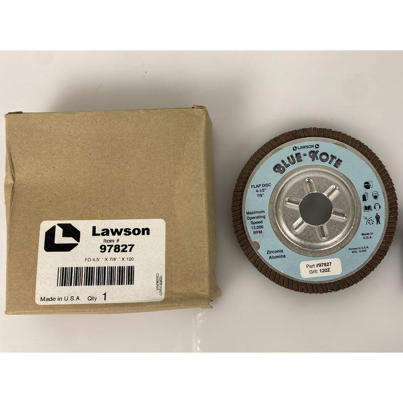 Lawson Disc Alumina Zirconia Grain Flap 120 Grit 4 1/2 – 7/8 Disc