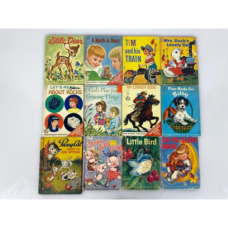 Lot of 12 Rand McNally Elf Small Children’s Books 1942-1967