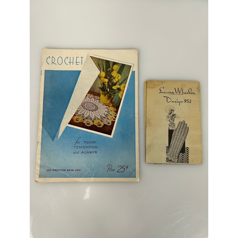 Lot of 2 Crochet Booklet/Pattern: Lily Direction Book 1700 & Wheeler Gloves 952